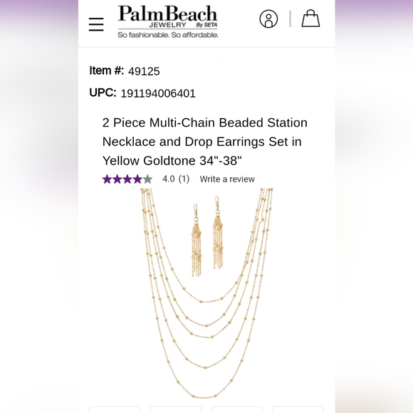 Mulit-Chain Waterfall Necklace & Drop Earring Set Gold-tone - Picture 2 of 10